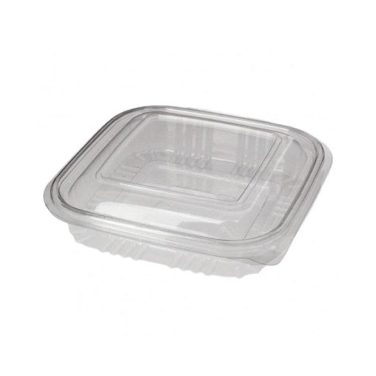 MONOUSO - Transparente Dose mit Klappdeckel Viereckig PET 250ml (100 Stück)