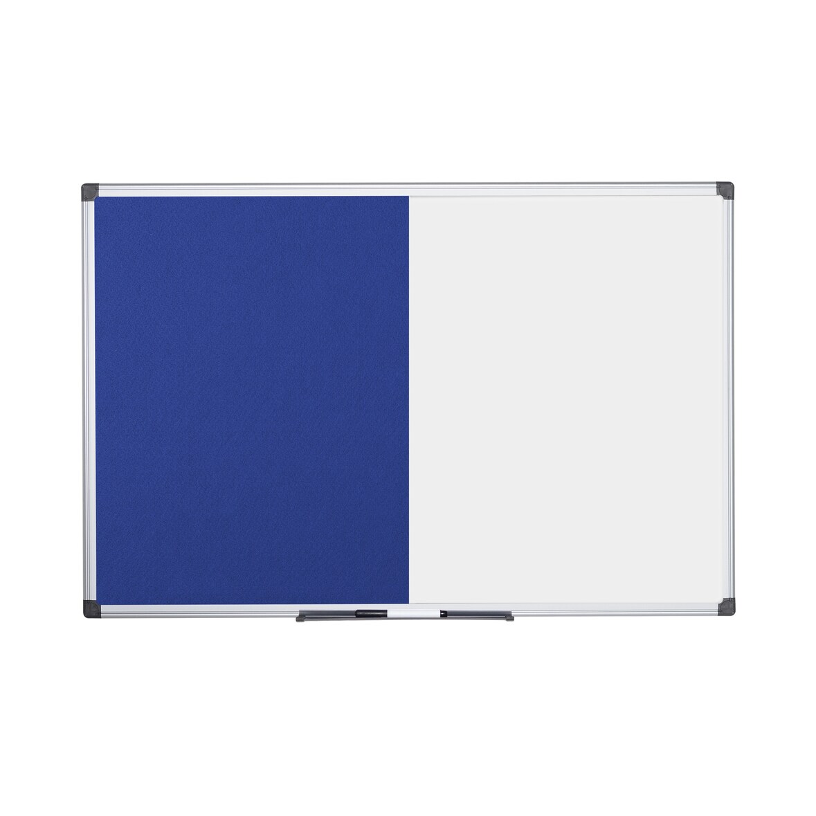 Bi-Office Maya Combinatie Blauw Vilt / Whiteboard Met Aluminium Omlijsting, 150x100 cm