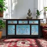thumbnail of OPIUM OUTLET Möbel Kommode Schrank Sideboard Hochzeitsschrank 34372-5 schwarz-türkis asiatisch chinesisch orientalisch Holz