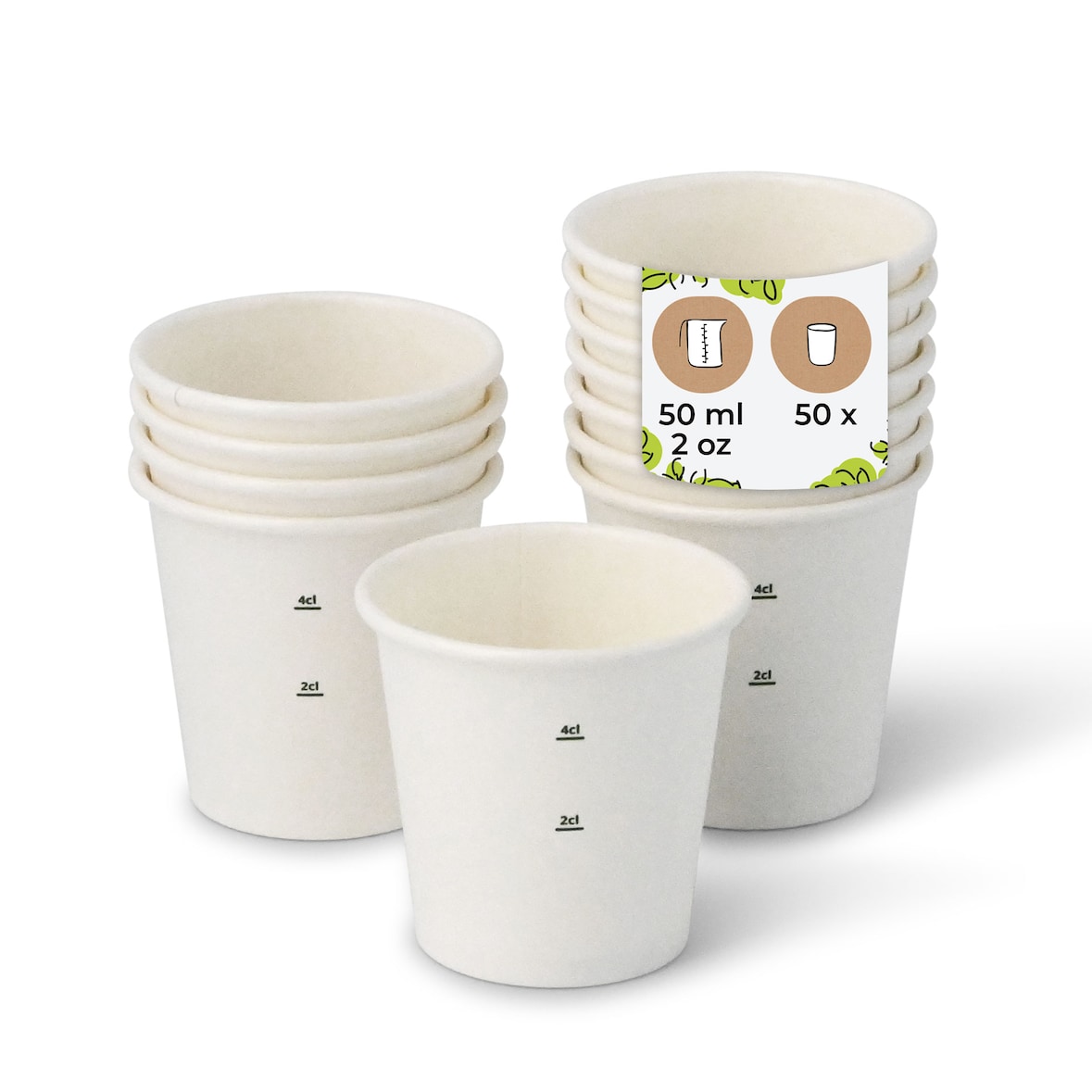 BIOZOYG Pappbecher 50 Stück 50 ml / 2 oz, Ø 50 mm, weiß - Becher für Heißgetränke - Kaffeebecher to go - Einwegbecher, Alternative zu Styroporbecher