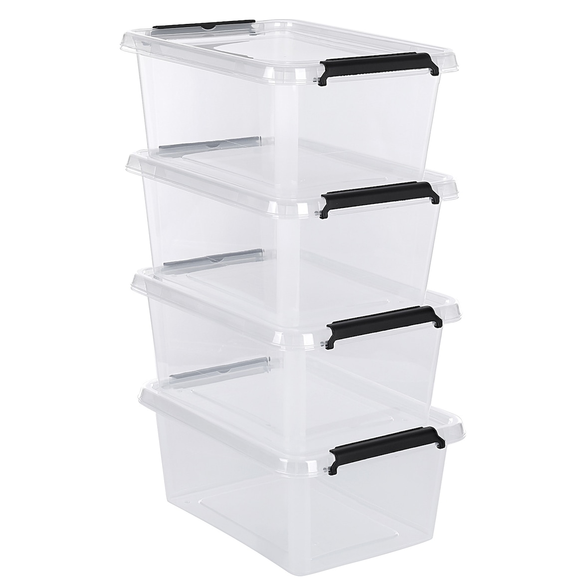 Aufbewahrungsbox mit Deckel 4er Set 12,5 Liter Kunststoffbox Stapelbox Lagerbox Regalbox
