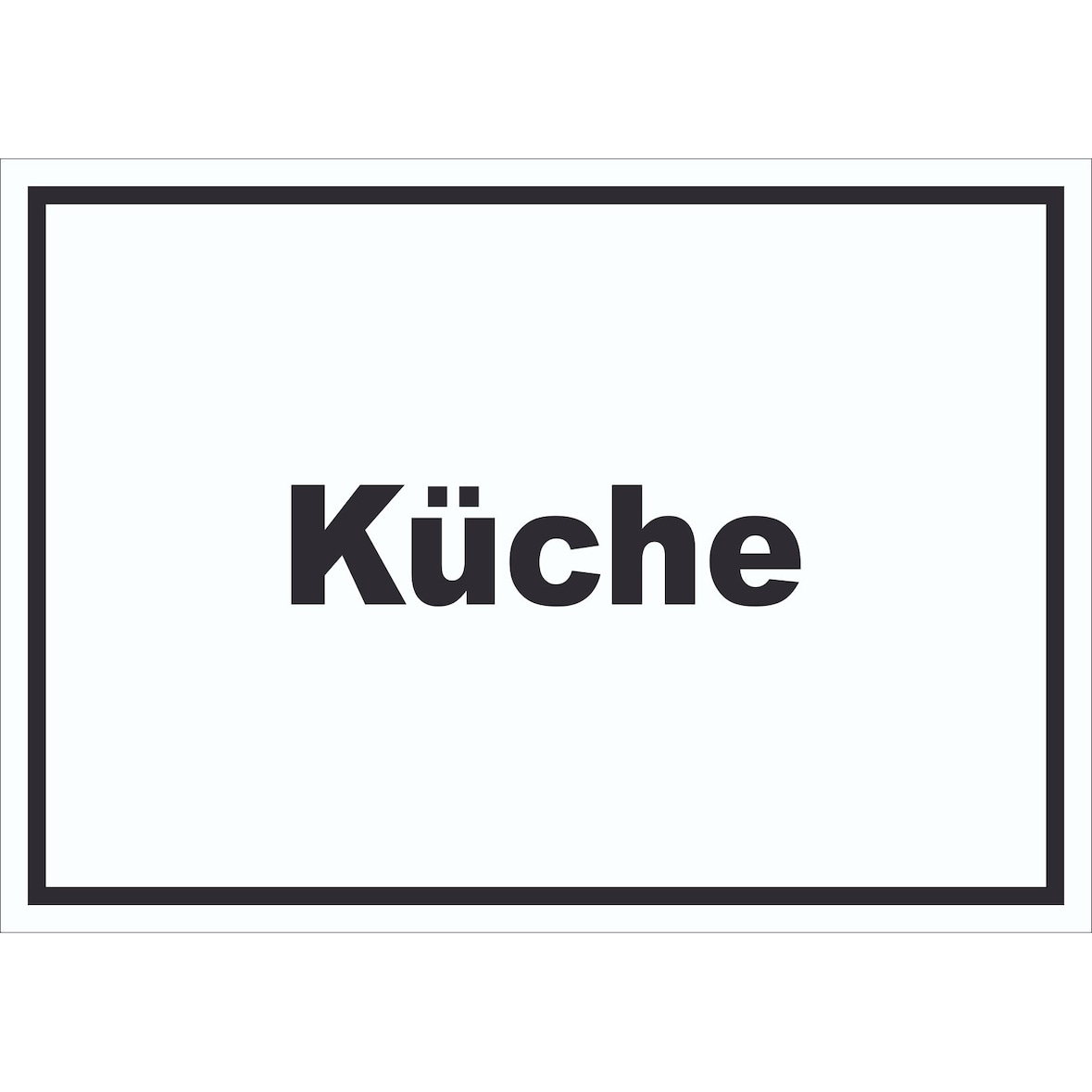 Küche Schild mit Text Kitchen cucina waagerecht A1 Rückseite selbstklebend