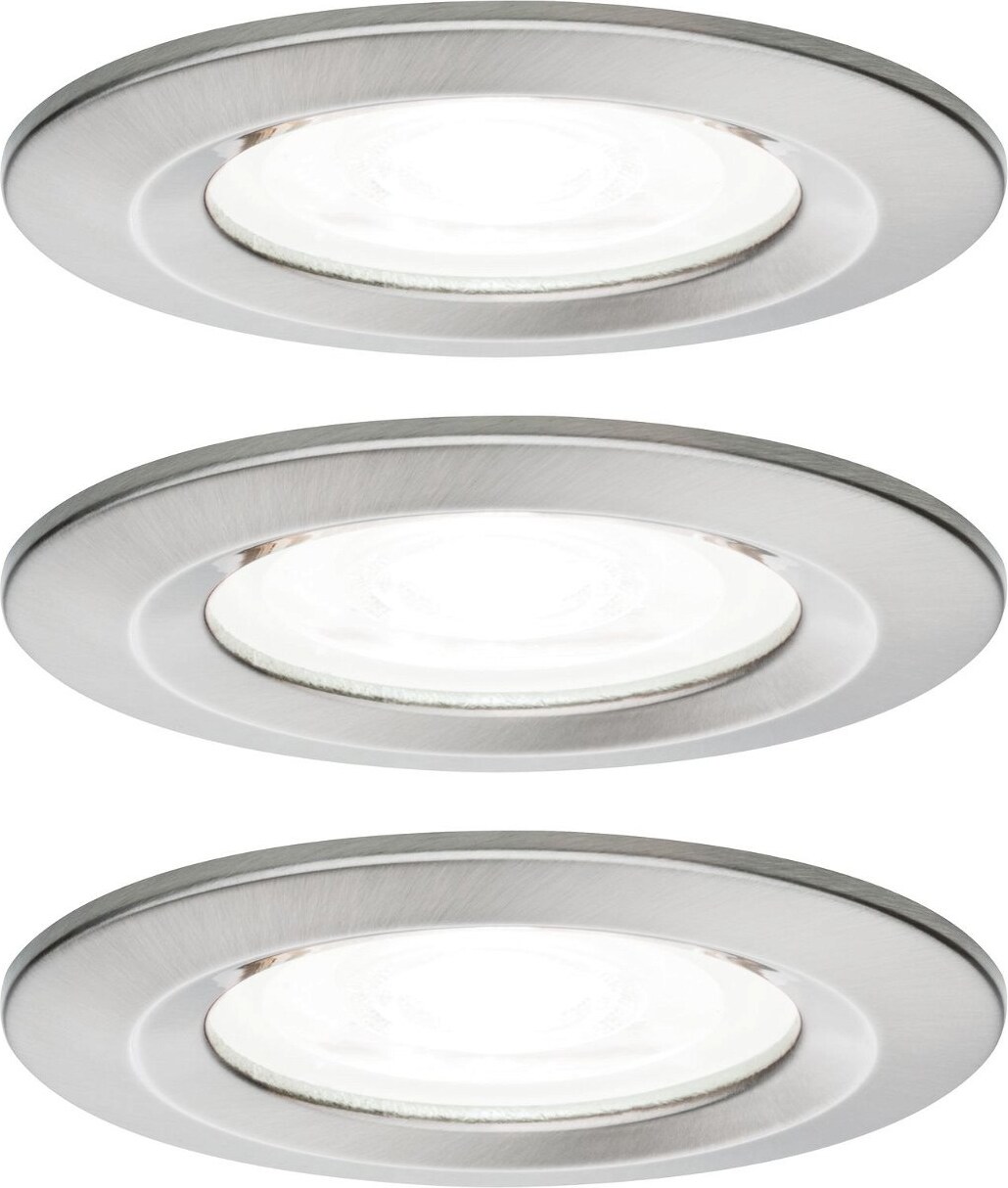 Paulmann LED Einbauleuchte Nova Basisset starr IP44 rund 78mmGU10 3x6,5W 3x470lm 230V4000K Eisen gebürstet 92979