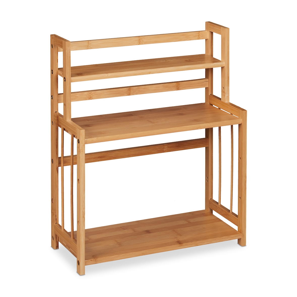 Relaxdays Gewürzregal Bambus, verstellbar, Küchenorganizer für Gewürze, platzsparend, 3 Etagen, HBT 50x41,5x18 cm, natur