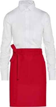BRUSSELS - Short Recycled Bistro Apron with Pocket: One Size / Red