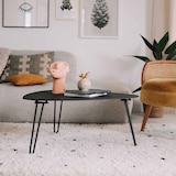 thumbnail of Table basse triangulaire en métal gris anthracite