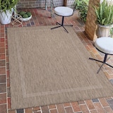 thumbnail of Carpetsale24 In & Outdoor Teppich Wetterfest 160 x 230 cm Braun in Einfarbig Bordüre Design für Balkon, Terasse, Küchenteppich
