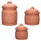 thumbnail of 3er Set TERRA Kartoffel-, Zwiebel- & Knoblauchtopf aus Terrakotta - 1983, 1984 & 1985