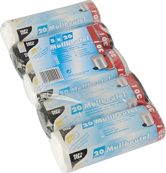 PAPSTAR 500 Müllbeutel, HDPE 30 l 60 cm x 50 cm farbig sortiert