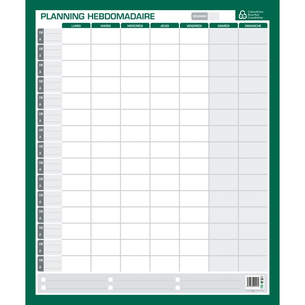 Bouchut Planning Perpetuel Hebdo 60X50
