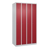 thumbnail of C+P Spind Classic PLUS, 4 Abteile, HxBxT 185x100x50cm, Zylinderschloss, Hellgrau/Rubinrot von PROREGAL