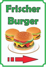 thumbnail of Frischer Burger Schild Hochkant mit Pfeil rechts A1 (594x841mm)