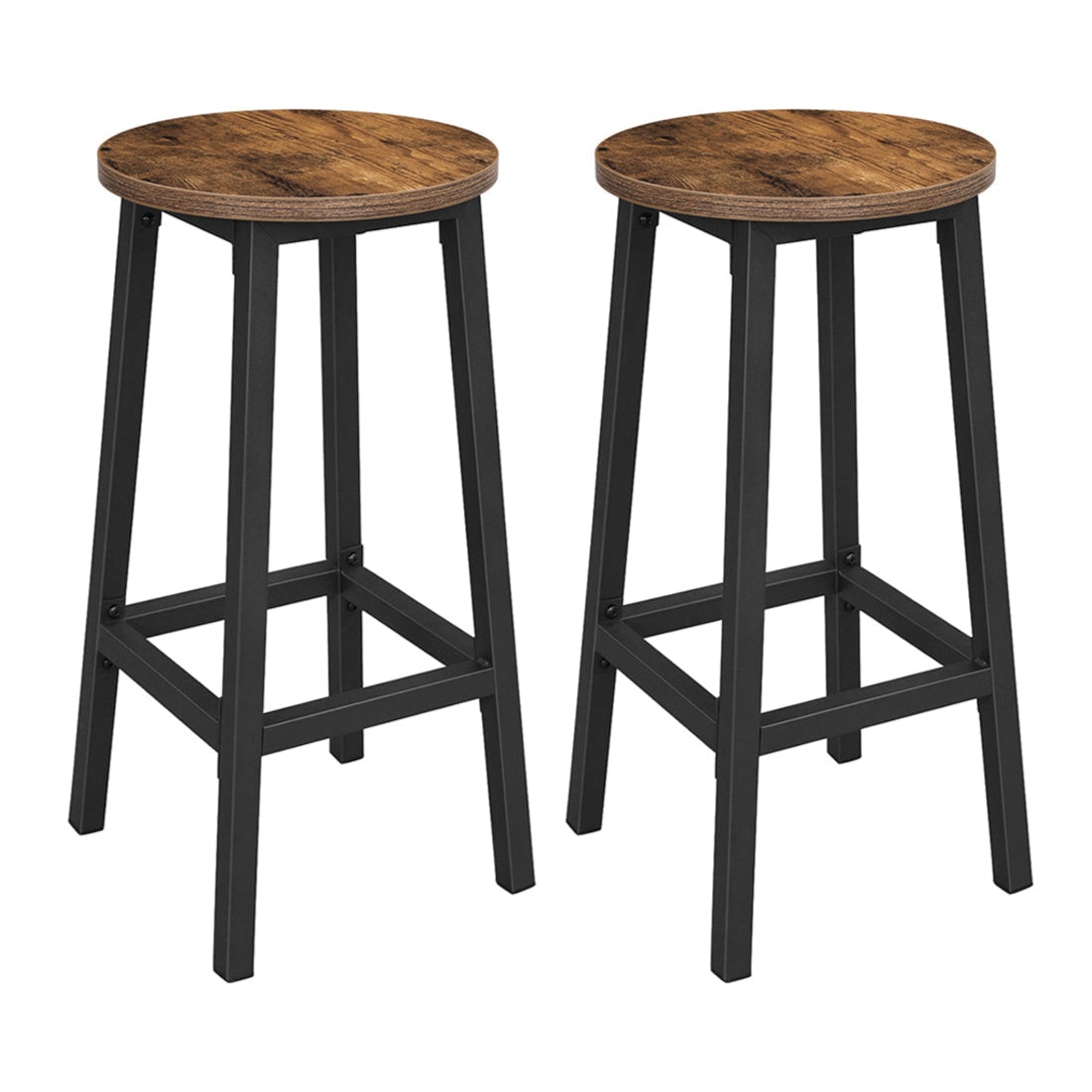 Helloshop26 - Set di 2 sgabelli alti da bar sedie da cucina struttura in acciaio altezza 65 cm montaggio facile stile industriale 12_0007759