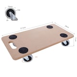 thumbnail of aro chariot de transport à roulettes rectangulaire, MDF / TPE + PP, 29 x 57,5 c 11 cm, avec 4 roues, marron