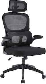 thumbnail of Sedia Ufficio Poltrona Girevole Ergonomica in Tessuto con Braccioli e Poggiatesta, Supporto Lombare, Altezza Regolabile, Direzionale - Nero