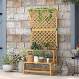 thumbnail of Suporte para Plantas de Madeira com Treliça Suporte para Vasos de 2 Níveis para Jardim Pátio Terraço 75x50x166 cm Natural