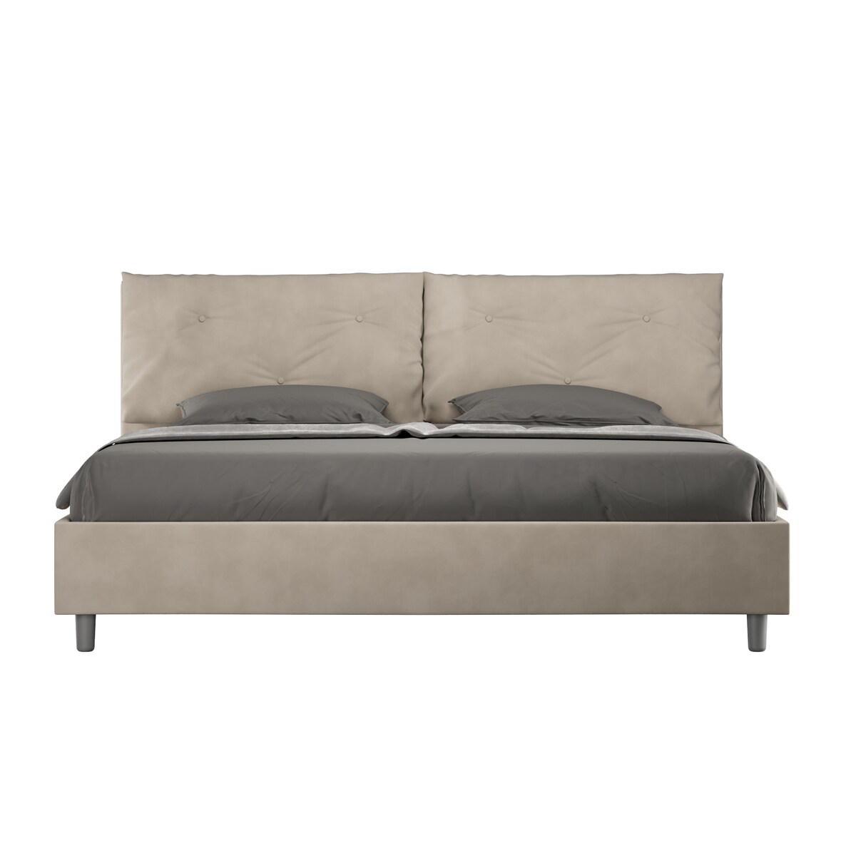 Letto matrimoniale king size con rete imbottito 200x200 microfibra sabbia Appia Large