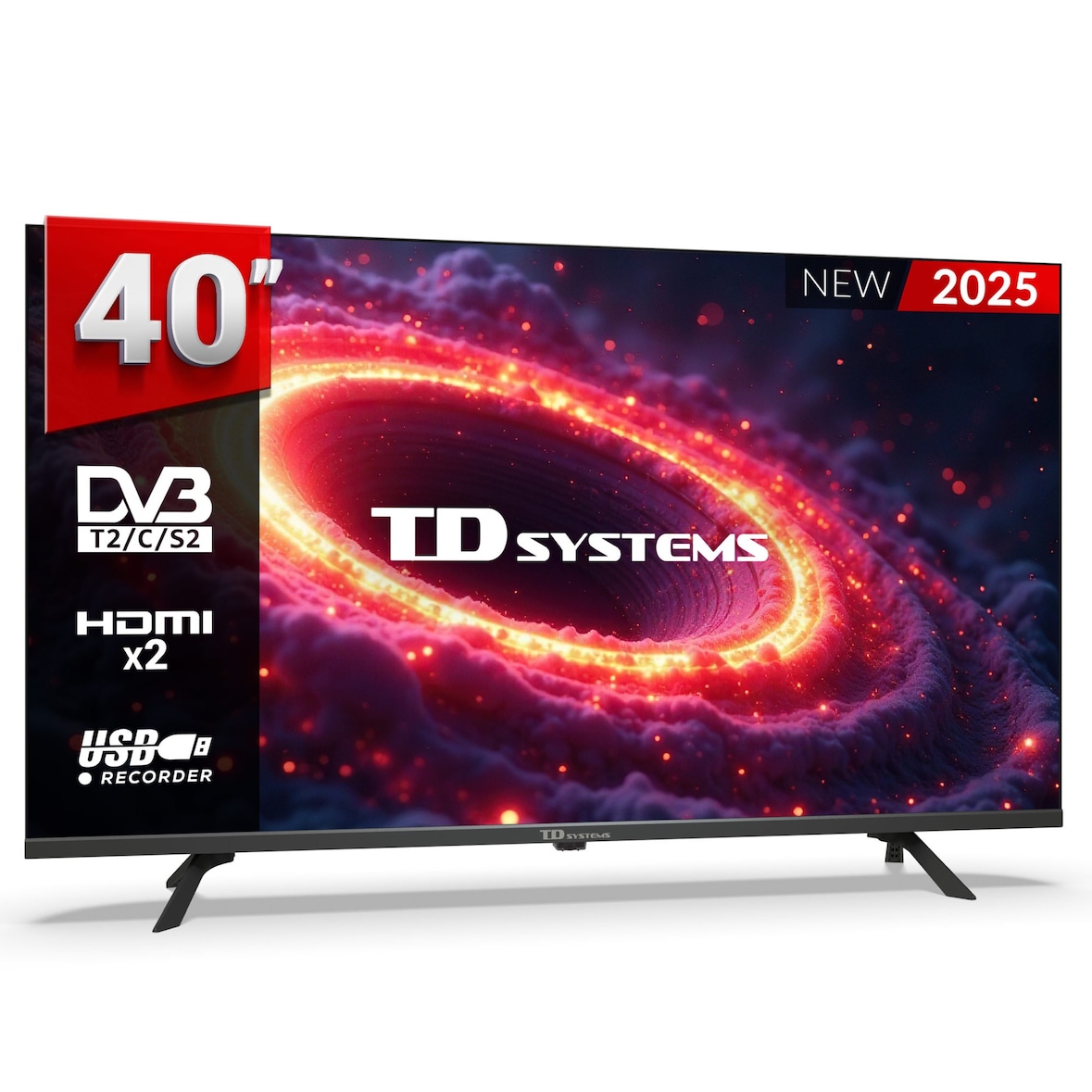 Televisor 40 Pulgadas Full HD No Smart TV, USB Grabador reproductor, Sintonizador digital DVB-T2/C/S2 - TD Systems M40K21F
