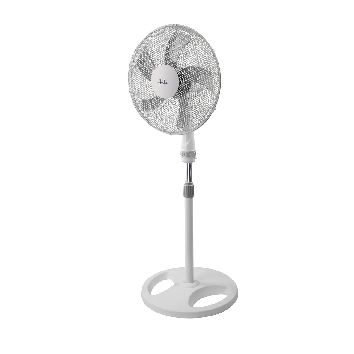 Ventilador de pie JATA JVVP3050 con altura máxima de 1,3 m. 3 velocidades. Cabezal inclinable y oscilación automática. Rejilla de metal protectora
