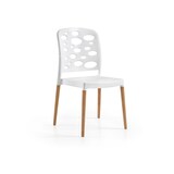 thumbnail of Cadeira Bubble Branca, Perna Madeira - Pack 30 unidades