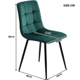 thumbnail of Esszimmerstuhl 4er Set Samt Dunkelgrün 86x46x44 cm mit Rückenlehne Ziersteppung Metallbeinen ergonomisch und vielseitig einsetzbar