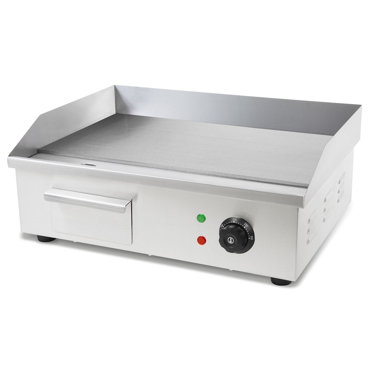 VERTES Plancha profesional de 3000 W en acero inoxidable, superficie de grill lisa de 55 x 35 cm, termostato, temperatura de 50-300 °C