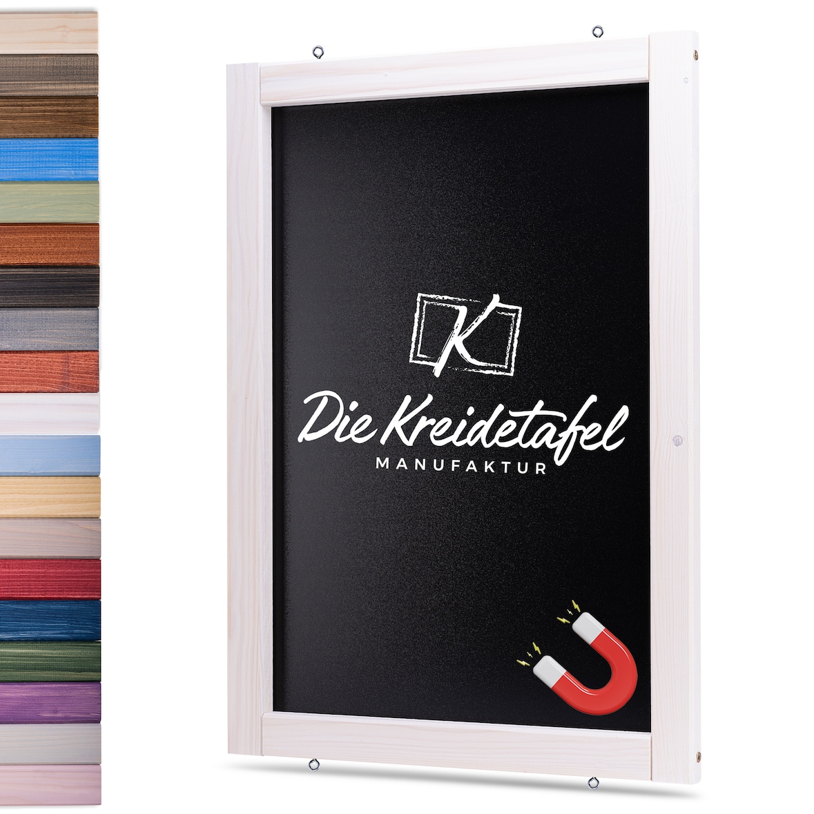 Magnetische Kreidetafel - Magnettafel mit Holzrahmen / Weiß 60x140cm