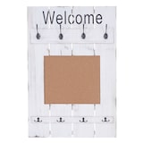 thumbnail of Appendiabiti da parete HWC-C89 con bacheca, pannello appendiabiti, look shabby vintage, 8 ganci 91x60cm ~ bianco, shabby