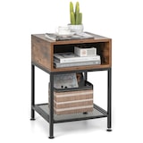 thumbnail of COSTWAY Industriedesign Beistelltisch Nachttisch Sofatisch mit Metallgestell und Gitterablage (braun)