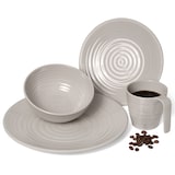 thumbnail of Melamin Geschirr-Set 4 Personen Coffee Design 16 Teilig + Milano Gläser Champagner-Gläser Flûtes Tafelgeschirr Picknick BBQ Kochgeschirr
