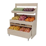 thumbnail of LES ARTISANS DU BOIS Présentoir fruits&légumes Déclic 3N teinté verni cotonnade l130xp67,5xh150cm