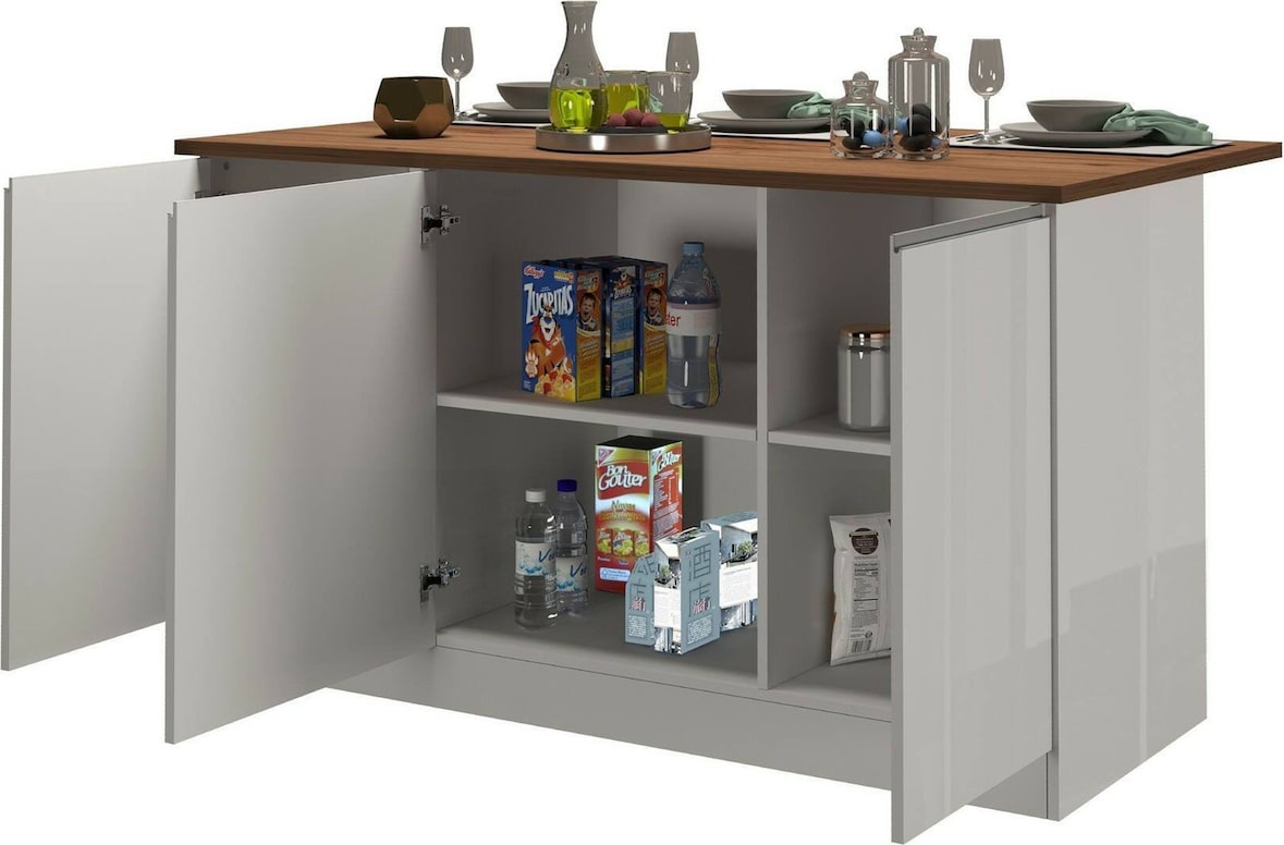 Isola da Cucina Tartaro, Modulabile, 90x155x90h cm Bianco