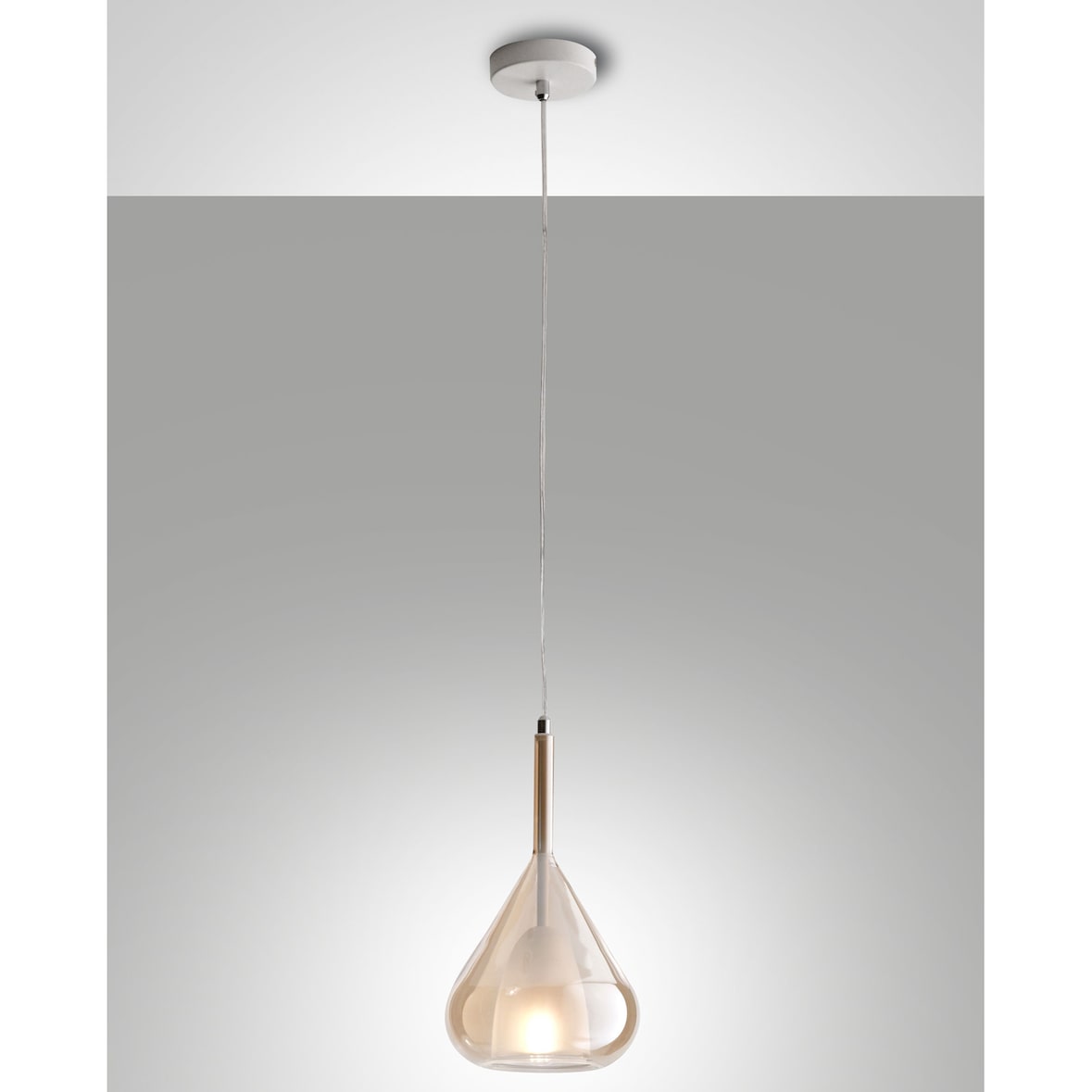 Lustre pendente Lila LED em metal e vidro borossilicato âmbar 3481-40-125 Fabas Luce