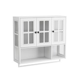 thumbnail of Wandschrank Bad Hängeschrank 88x26x83 cm Weiß mit 3 Türen Riffelglas Handtuchstange und offenem Fach, modernes minimalistisches Design