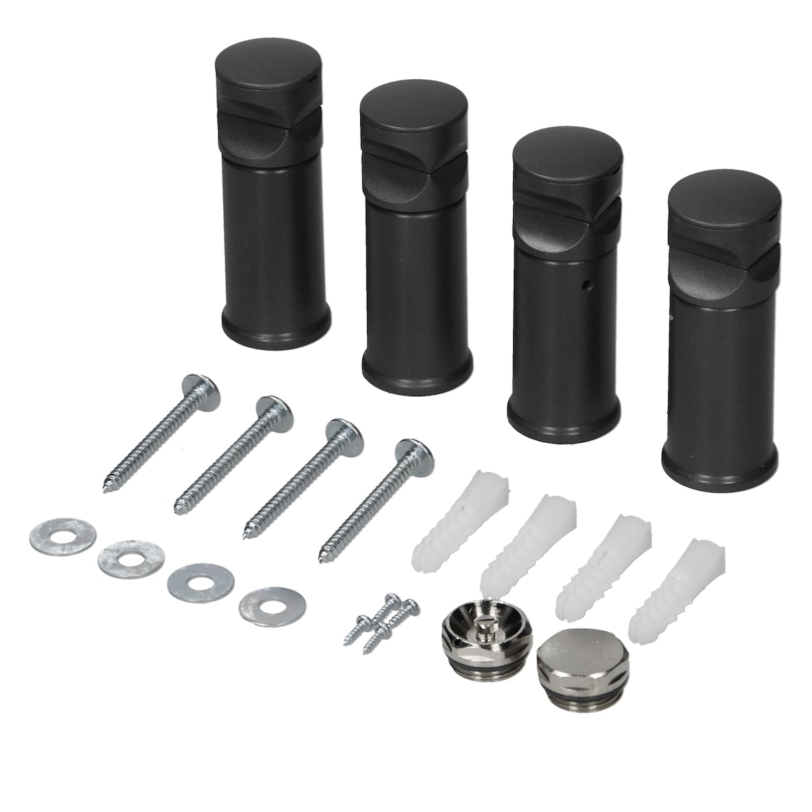 LuxeBath Halterung für Badheizkörper, Anthrazit, gerade & gebogene Modelle, inkl. Montageset, Zubehör für Handtuchwärmer