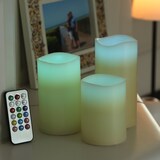 thumbnail of LED Kerzenset Echtwachs Farbwechsel Fernbedienung Timer D: 7,5cm creme 3er Set