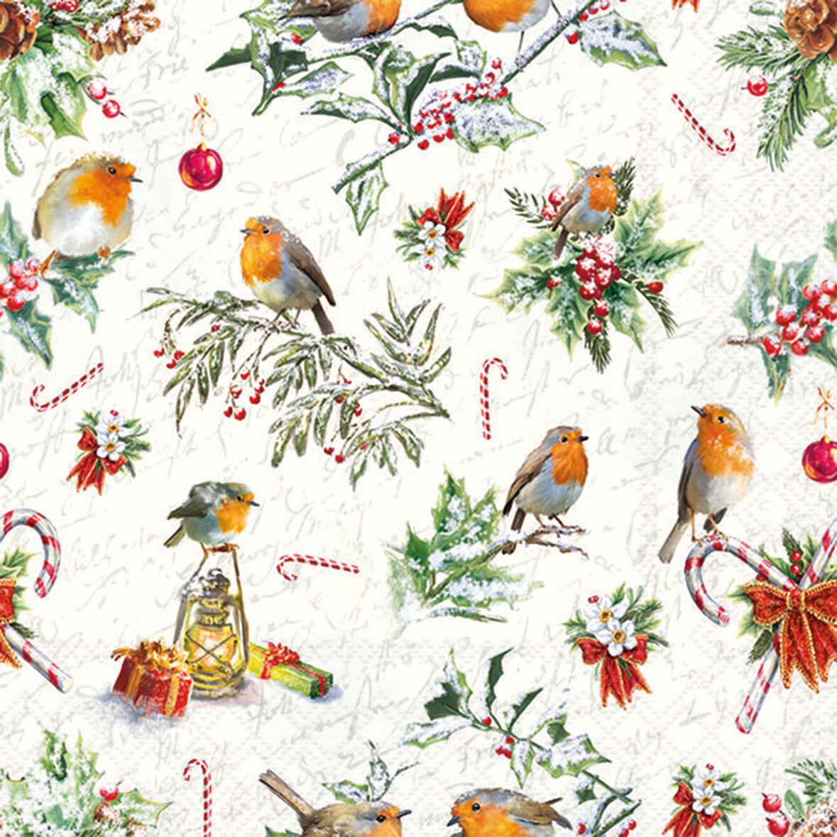 20 Servietten Papier 33x33cm 3-lag. - hochwertige Einweg Papierservietten mit Weihnachtsvogel Motiv Weihnachtsservietten Motivservietten Tischdeko