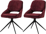 thumbnail of 2er-Set Esszimmerstuhl HWC-N73, Küchenstuhl, drehbar Auto-Return, Stoff/Textil Chenille (490g/m²) Öko-Tex ~ bordeaux