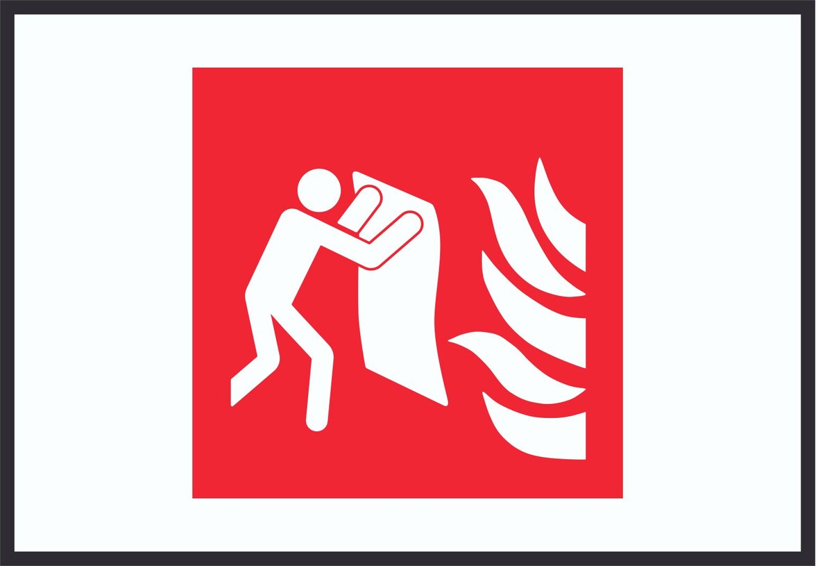 Feuerlöschdecke Symbol Schild A0 Rückseite selbstklebend