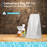 thumbnail of 250 Klarsicht-Cellophanbeutel 125g (6,5x17cm) mit Boden – Ideal für Süßigkeiten, Kekse, Trockenfrüchte und Geschenke