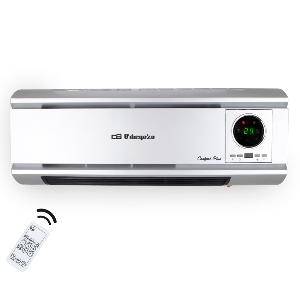 Orbegozo calefactor de pared split SP 6500, mando a distancia, programable, 2 niveles de calor, termostato digital, modo ventilador, 2000 W