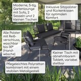 thumbnail of Lounge-Sitzgruppe 5-teilig, Poly-Rattan Stein-Grau-Meliert, für bis 4 Personen, Polster aus Polyester Dunkel-Grau-Meliert, Raburg Anisa