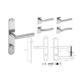 thumbnail of Langschild Drückergarnitur Edelstahl gebürstet EMILIA WC - Badezimmer Türbeschlag für Innentüren