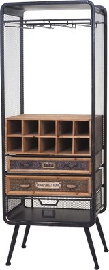 thumbnail of Weinregal für 10 Flaschen, Zubehör und Gläser | HxBxT 157x57x38cm | Holz Vintage | Tanne | Flaschenregal Barschrank Weinständer Gläser