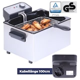 thumbnail of Sommertal XXL Doppel-Fritteuse mit Öl oder Fett – 3 Körbe, 5 Liter, 3000 Watt, Kaltzone, DF3270