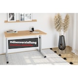 thumbnail of bümö Homeoffice Schreibtisch "O-Serie" höhenverstellbar, Tischplatte 140 x 67,2 cm in weiß, Gestell in silber