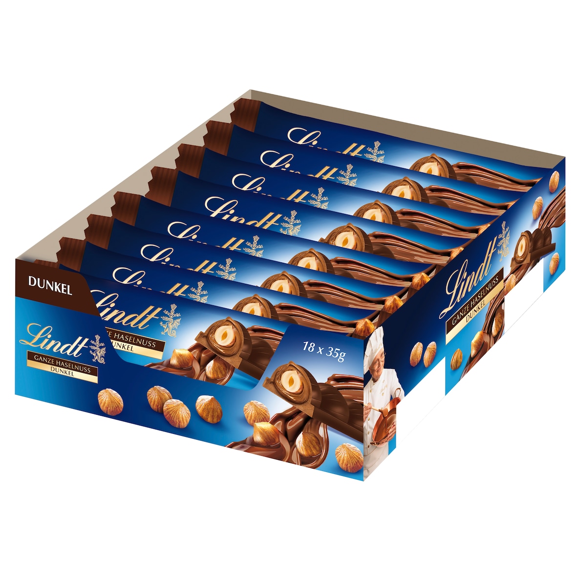 Lindt Nuss Deluxe Riegel, Dunkel 18 x 35 g (630g)