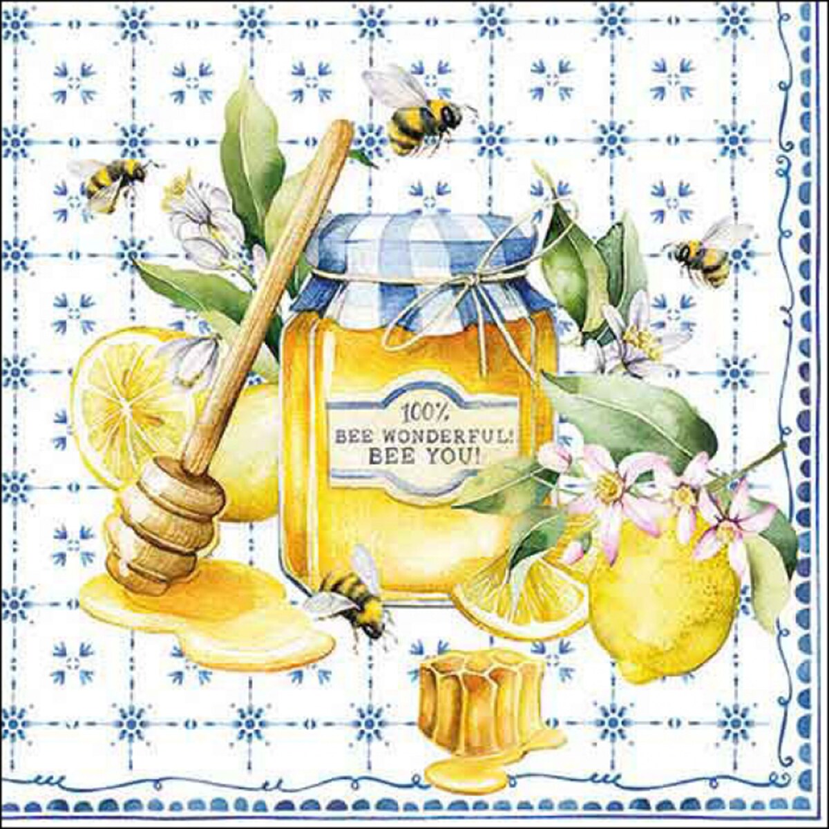 Ambiente 20 Servietten Papier 33x33cm 3-lagig - hochwertige Einweg Papierservietten Landhausdeko Honig Bienen Frühling Sommer Feier Party Tischdeko