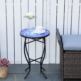 thumbnail of Outsunny Tavolino da Giardino Rotondo in Metallo e Ceramica Bianco