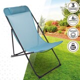 thumbnail of Silla tumbona plegable de jardín multiposición azul con asa Aktive